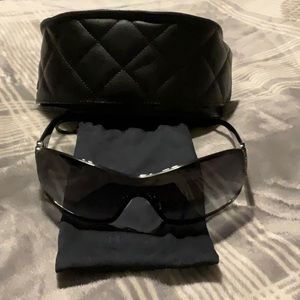 Chanel Crystal Black Shield Sunglasses 4164-B 108/8G 115 3N